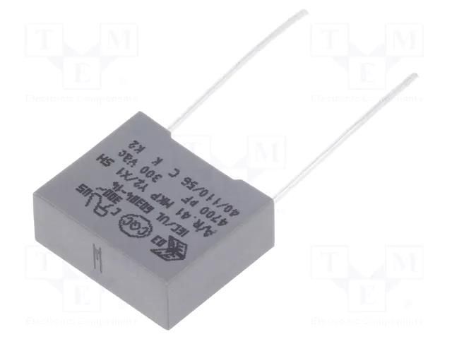 Capacitor: polypropylene; Y2; R41; 4.7nF; 13x5x11mm; THT; ±20%; 10mm KEMET R413F1470DQM1M