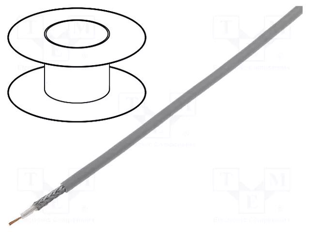 Wire: coaxial; RG174; PVC; grey; 250m; Øcable: 2.7mm TECHNOKABEL YWL50-0.45/1.3-GR