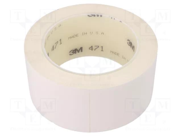 Tape: marking; white; L: 33m; W: 50mm; Thk: 0.13mm; 2.5N/cm; 130% 3M 3M-471-50-33WH