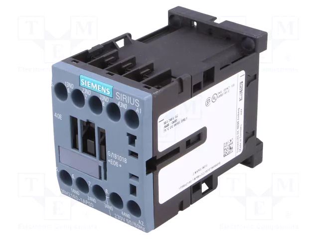 Contactor: 4-pole; NO x4; 230VAC; 10A; 3RH20; screw terminals SIEMENS 3RH2140-1AP00
