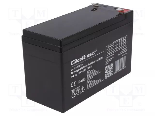 Re-battery: acid-lead; 12V; 7Ah; AGM; maintenance-free QOLTEC ACCU-HP7-12/Q