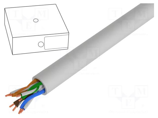 Wire; U/UTP; 4x2x24AWG; 5e; wire; Cu; PVC; grey; 100m; Øcable: 4.7mm DIGITUS DK-1511-V-1-1