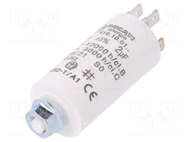 Capacitor: polypropylene; motors, run; 2uF; 475VAC; Ø28x55mm; ±5% DUCATI ENERGIA 4.16.10.01.27