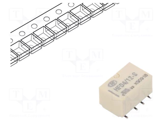 Relay: electromagnetic; DPDT; Ucoil: 12VDC; 2A; 0.5A/125VAC; PCB HONGFA RELAY HFD4/12-SR