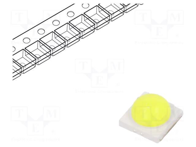Power LED; white cold; 3W; 5000-5650K; 130÷140lm; 130°; 350mA; SMD ProLight Opto PK2N-3LWE-SD