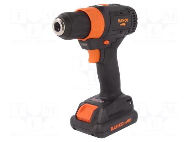 Drill/driver; battery; drilling,screwdriving; 13mm; 18V; max.32Nm BAHCO SA.BCL33D1K1