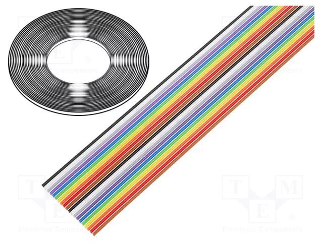 Wire: ribbon; 20x28AWG; 1.27mm; stranded; Cu; unshielded; PVC; 300V CONNFLY DS1058-20M28