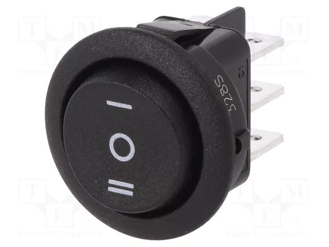 ROCKER; DP3T; Pos: 3; ON-OFF-ON; 10A/250VAC; black; none; MR-3; 20mΩ CANAL ELECTRONIC MR3230R6BBNWC