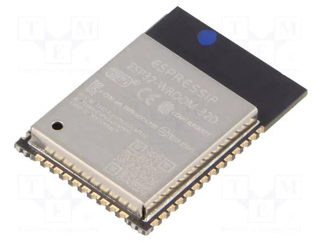 Module: IoT; Bluetooth: BLE; 20dBm; WiFi; PCB; SMD; 18x25.5x3.1mm ESPRESSIF ESP32-WROOM-32D-16