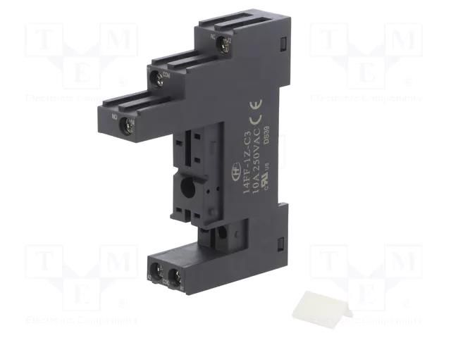 Socket; PIN: 5; 10A; 250VAC; on panel,for DIN rail mounting HONGFA RELAY 14FF-1Z-C3