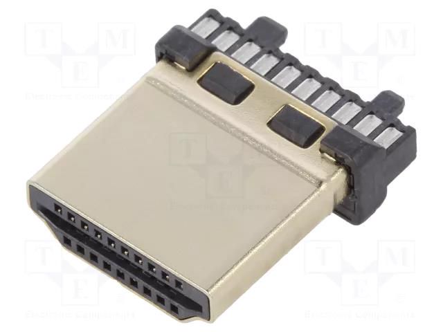 Connector: HDMI; plug; PIN: 19; gold flash; for cable CONNFLY HDMI-W2.1