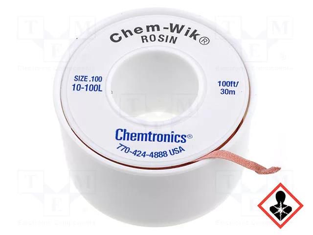 Tape: desoldering; halide-free,rosin,ROL0; W: 2.54mm; L: 30m CHEMTRONICS HQ-WICK-LB