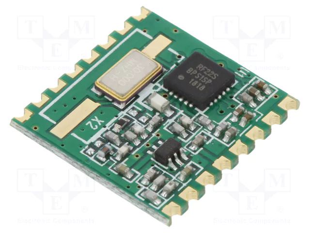 Module: RF; FM transceiver; FSK; 433.92MHz; SPI; -121dBm; 20dBm; SMD HOPE MICROELECTRONICS RFM22B-433S2