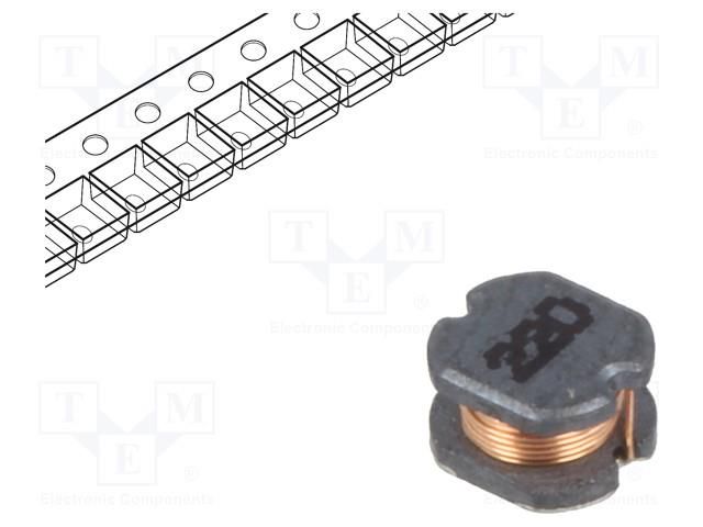 Inductor: wire; SMD; 22uH; 1Ω; ±20%; 3.1x3.5x2.1mm; 500mA; -40÷125°C TRACO POWER TCK-152