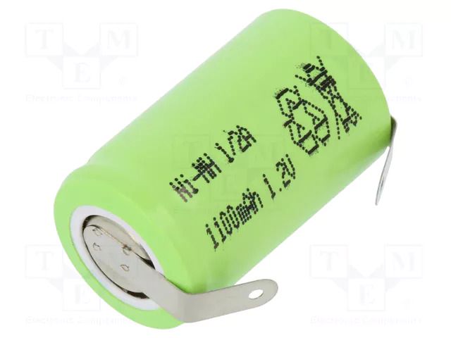 Re-battery: Ni-MH; 1/2A; 1.2V; 1100mAh; soldering lugs JJJ ACCU-1/2A110/JJJBL