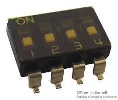 DIP SWITCH, 4POS, SPST, SLIDE, SMD KAE04TGGT.