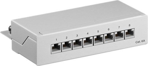 CAT 6a Mini/Desktop Patch Panel, 8 Port, grey - STP shielded 62063