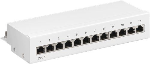 CAT 6 Mini/Desktop Patch Panel, 12 Port, white - STP shielded 62070