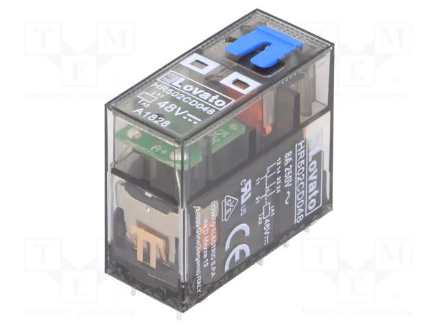 Relay: electromagnetic; DPDT; Ucoil: 48VDC; 8A; 8A/250VAC; 8A/30VDC LOVATO ELECTRIC HR502CD048