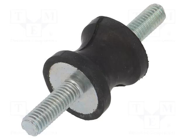 Vibration damper; M6; Ø: 20mm; rubber; L: 19mm; Thread len: 18mm ELESA+GANTER DVC1-433233