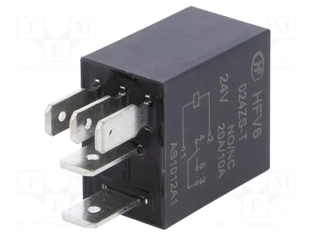 Relay: electromagnetic; SPDT; Ucoil: 24VDC; 30A; automotive; 360Ω HONGFA RELAY HFV6/024ZS-T