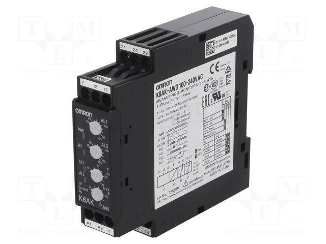 Current monitoring relay; AC current; 100÷240VAC; K8AK-AW; SPDT OMRON K8AK-AW3-230
