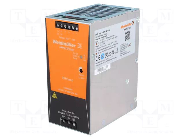 Power supply: switching; for DIN rail; 240W; 24VDC; 10A; 85÷264VAC WEIDMÜLLER PROECO-240W24V10A