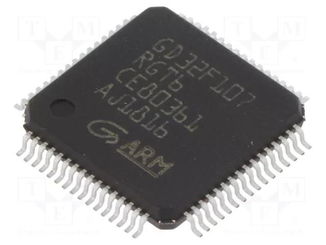 IC: ARM microcontroller; LQFP64; 96kBSRAM,1024kBFLASH; 3.3VDC GIGADEVICE GD32F107RGT6