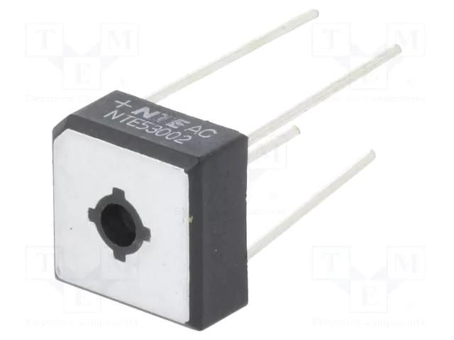 Bridge rectifier: single-phase; Urmax: 600V; If: 10A; Ifsm: 200A NTE Electronics NTE53002