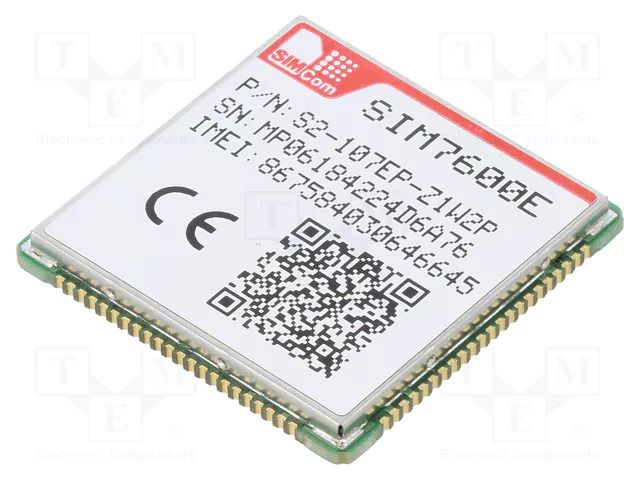 Module: LTE; Down: 10Mbps; Up: 5Mbps; SMD; LTE CAT1; 30x30x2.9mm SIMCOM SIM7600E