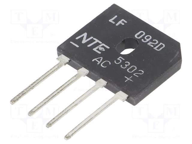 Bridge rectifier: single-phase; Urmax: 800V; If: 8A; Ifsm: 200A NTE Electronics NTE5302