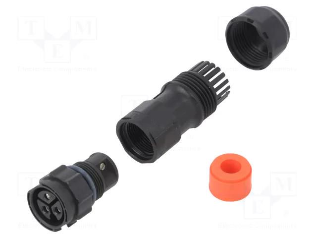 Connector: circular; plug; for cable; PIN: 3; female; with contacts AMPHENOL LTW CC-03BMFB-QL8SPP
