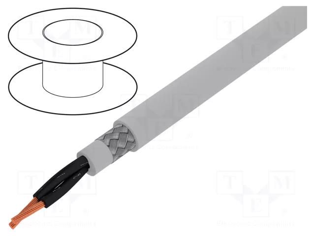 Wire; Pro-Met; 2x0.75mm2; shielded,tinned copper braid; PVC; 100m ALPHA WIRE 470027CY-GE033