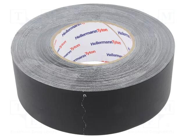 Tape: textile; W: 50mm; L: 50m; Thk: 0.31mm; black; 64N/cm; 10%; cotton HELLERMANNTYTON HTAPE-TEX-50X50BK