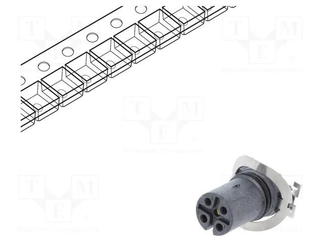 Connector: M12; socket; PIN: 5; female; 60V; SMT; on PCBs; 4A AMPHENOL LTW MSAS-05PFFT-EE8001