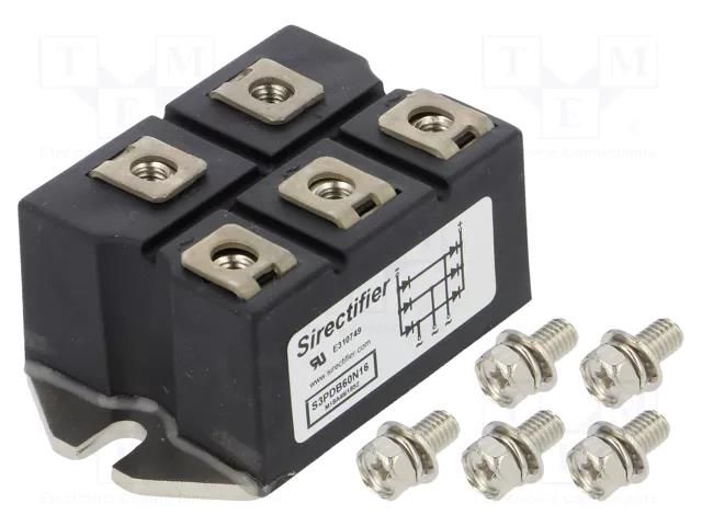 Bridge rectifier: three-phase; Urmax: 1.6kV; If: 60A; Ifsm: 550A SIRECTIFIER S3PDB60N16-SIR
