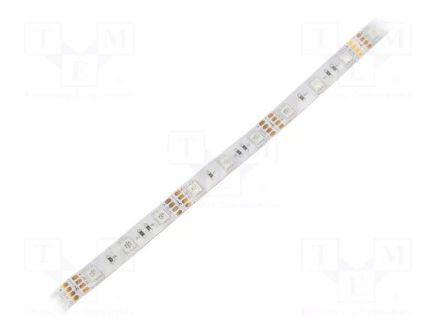 LED tape; RGB; 5050; LED/m: 48; 10mm; white PCB; IP65; 9W/m; 12VDC WISVA OPTOELECTRONICS HH-RGBEI-5050FWA