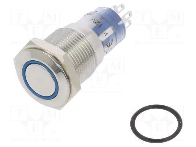 Switch: vandal resistant; DPDT; 3A/250VAC; IP67; ON-(ON); blue BULGIN MP0045/1E2BL012S