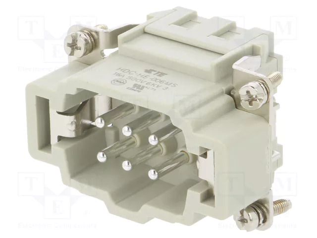 Connector: HDC; contact insert; male; HE; PIN: 6; 16A; 500V; 6+PE TE Connectivity T2040063101-000