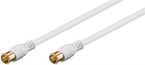 F-Quick SAT Connection Cable (80 dB), Double Shielded, 2.5 m, white - F plug (quick) > F plug (quick) (fully shielded) 62744