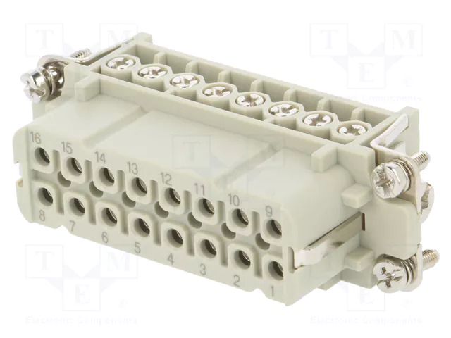 Connector: HDC; contact insert; female; HA; PIN: 16; 16A; 250V; 16+PE TE Connectivity T2010162201-000