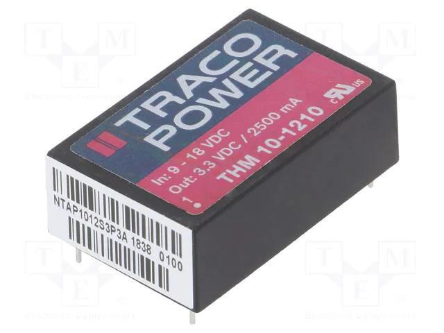 Converter: DC/DC; 10W; Uin: 9÷18VDC; Uout: 3.3VDC; Iout: 2500mA TRACO POWER THM10-1210