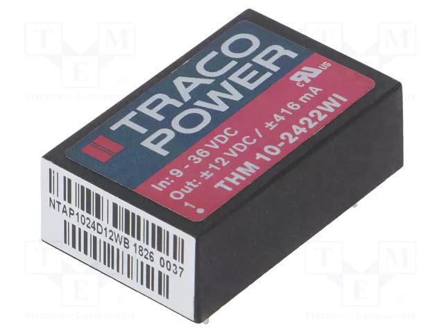 Converter: DC/DC; 10W; Uin: 9÷36VDC; Uout: 12VDC; Uout2: -12VDC; THT TRACO POWER THM10-2422WI