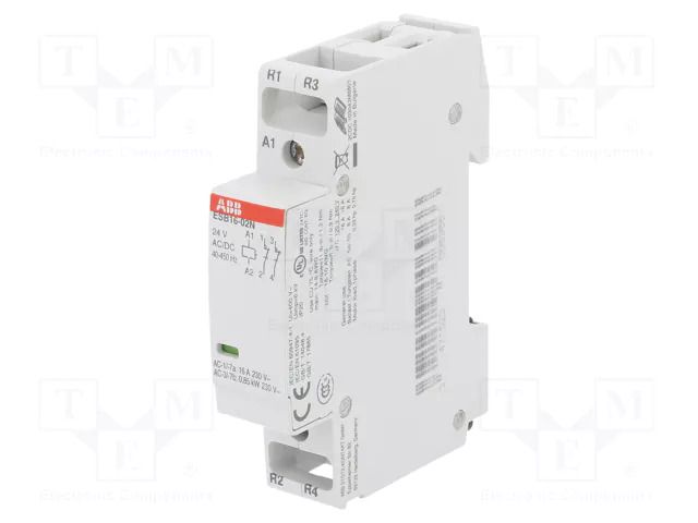 Contactor: 2-pole installation; 16A; 24VAC,24VDC; NC x2; ESB ABB ESB16-02N-01