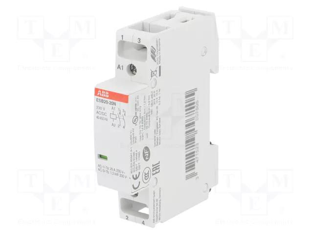 Contactor: 2-pole installation; 20A; 230VAC,230VDC; NO x2 ABB ESB20-20N-06