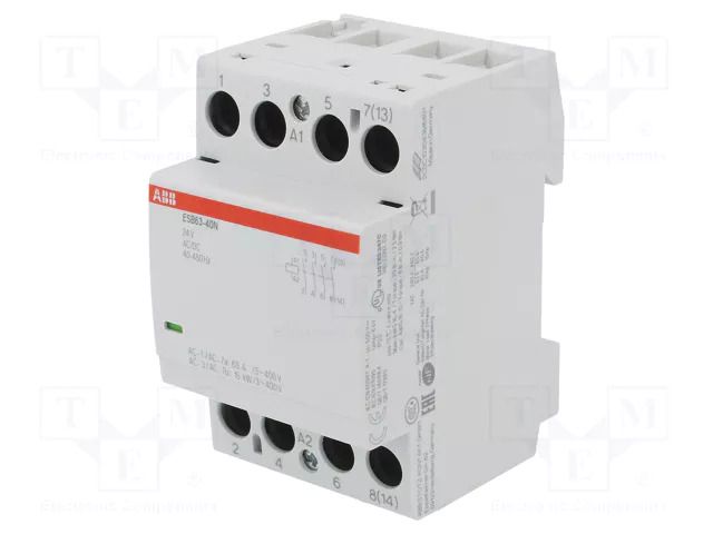 Contactor: 4-pole installation; 63A; 24VAC,24VDC; NO x4; ESB ABB ESB63-40N-01
