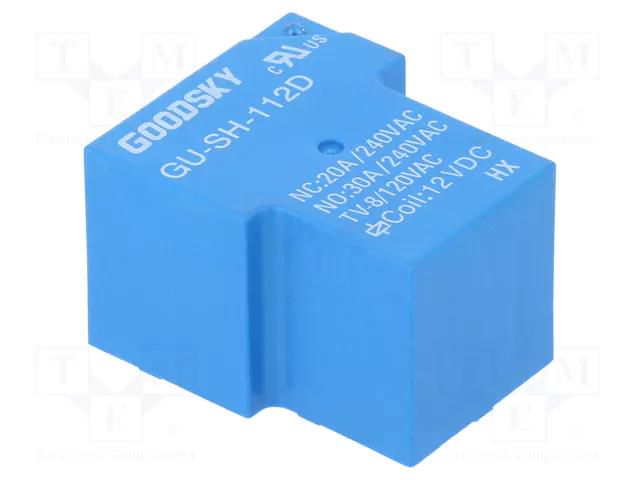 Relay: electromagnetic; SPDT; Ucoil: 12VDC; 30A; max.240VAC; GU; PCB GOODSKY GU-SH-112D