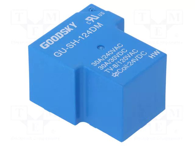 Relay: electromagnetic; SPST-NO; Ucoil: 24VDC; 30A; max.240VAC; GU GOODSKY GU-SH-124DM