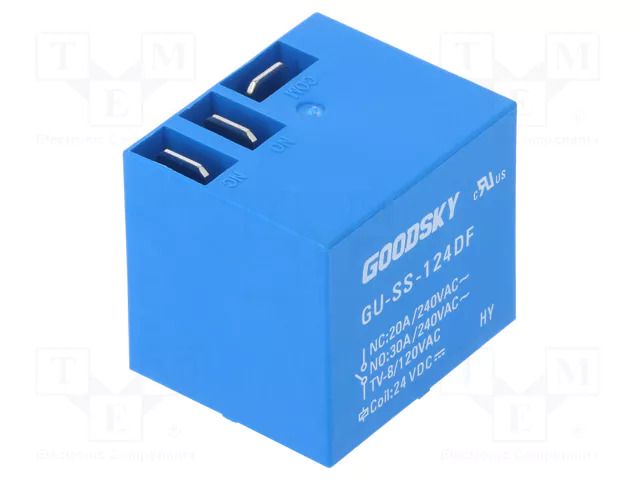 Relay: electromagnetic; SPDT; Ucoil: 24VDC; 30A; max.240VAC; PCB GOODSKY GU-SS-124DF