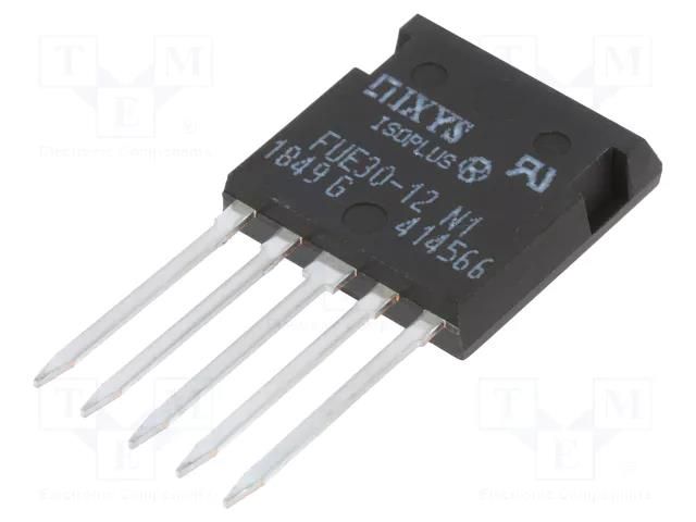 Bridge rectifier: three-phase; Urmax: 1.2kV; If: 30A; Ifsm: 90A; THT IXYS FUE30-12N1